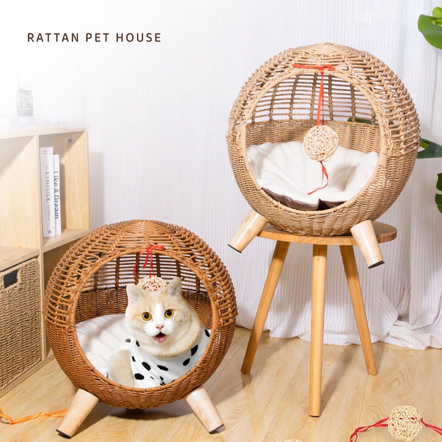 Midoora™ Rattan Cat Villa – 2 - in - 1 Climbing Frame & Cozy Bed for Cats - Midoora store