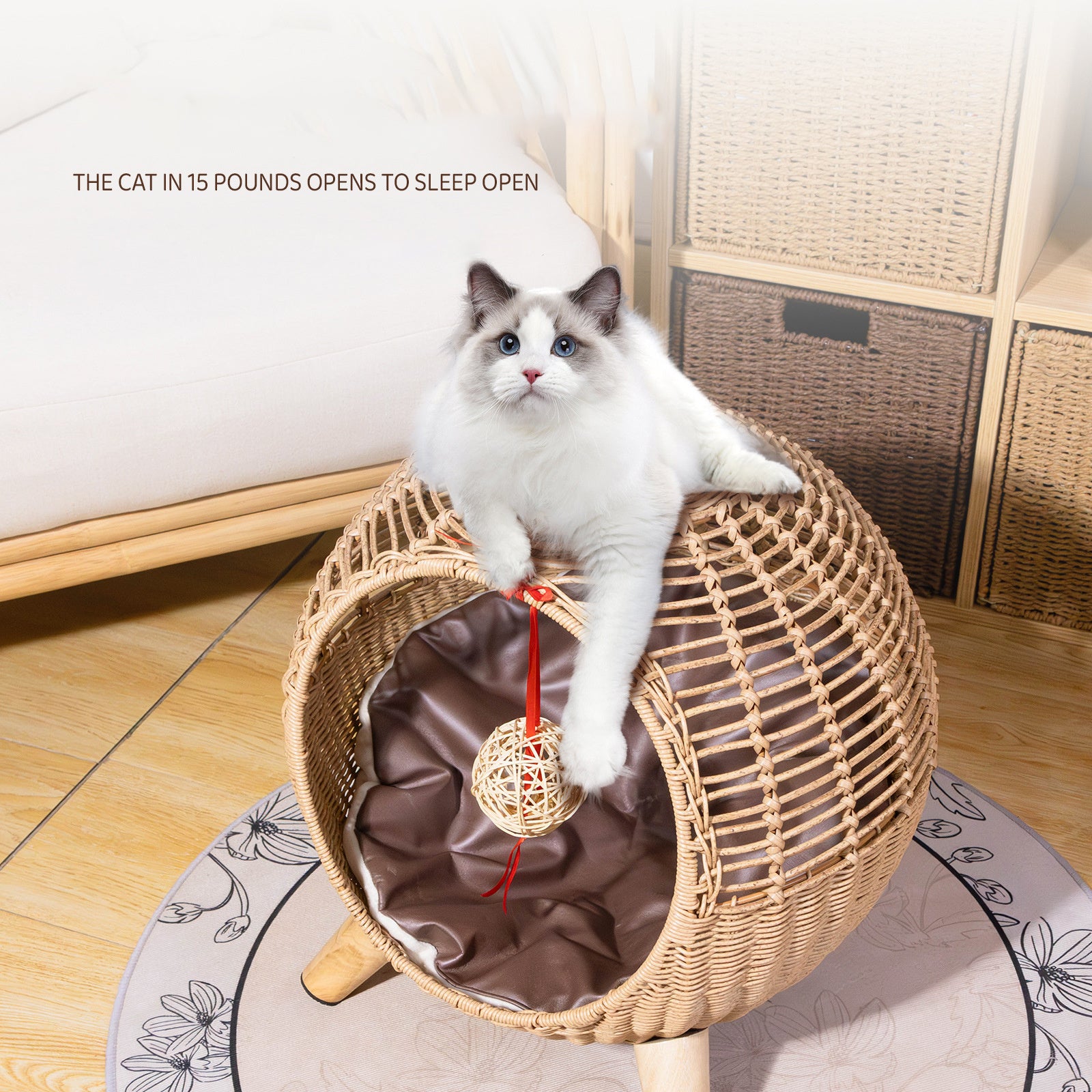 Midoora™ Rattan Cat Villa – 2 - in - 1 Climbing Frame & Cozy Bed for Cats - Midoora store