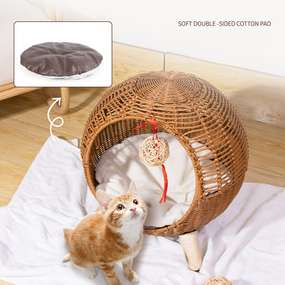 Midoora™ Rattan Cat Villa – 2 - in - 1 Climbing Frame & Cozy Bed for Cats - Midoora store