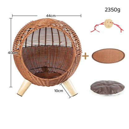 Midoora™ Rattan Cat Villa – 2 - in - 1 Climbing Frame & Cozy Bed for Cats - Midoora store