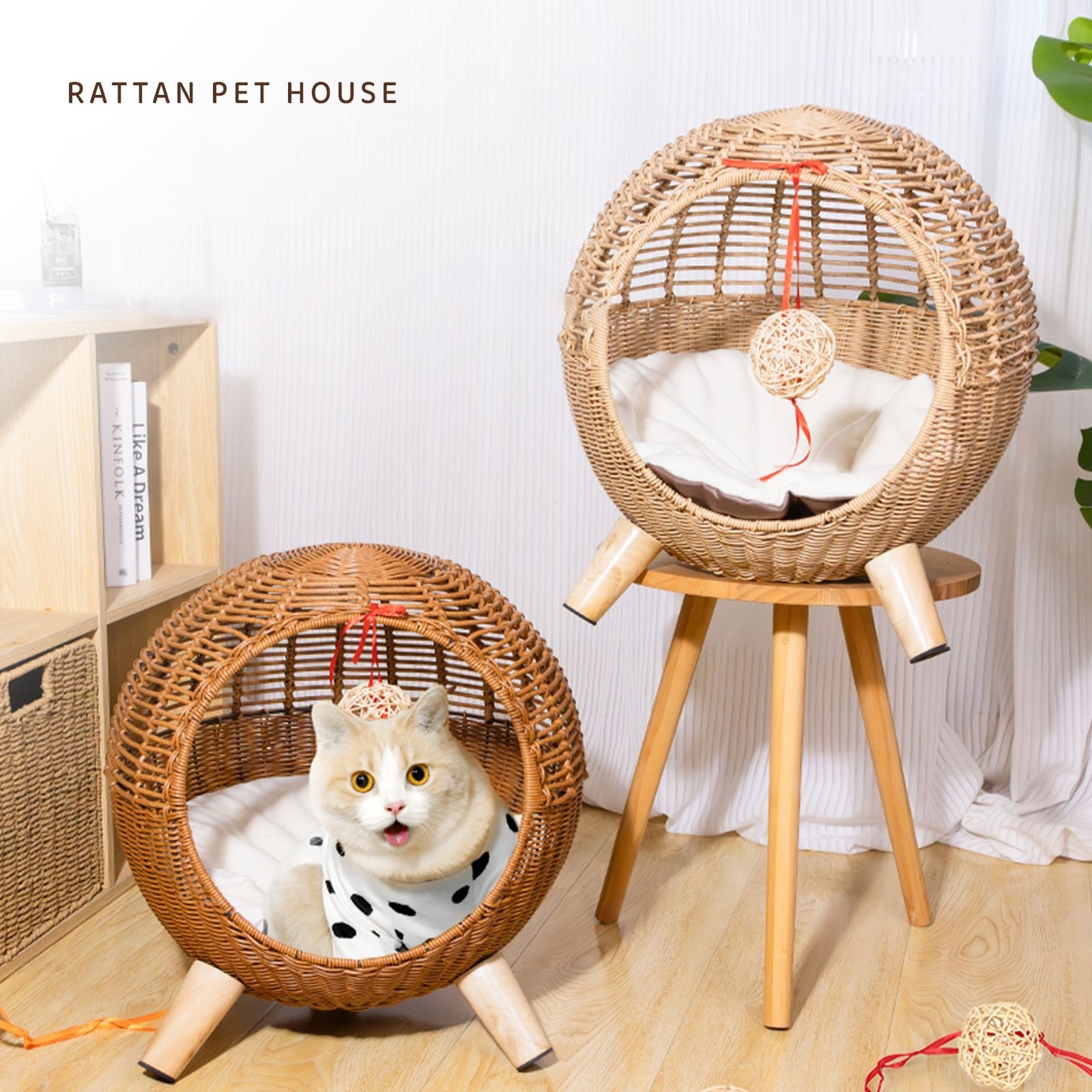 Midoora™ Rattan Cat Villa – 2 - in - 1 Climbing Frame & Cozy Bed for Cats - Midoora store